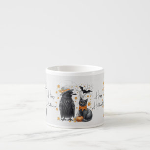 Expresso Corbeau et chat "Happy Halloween !" Crow Tasse