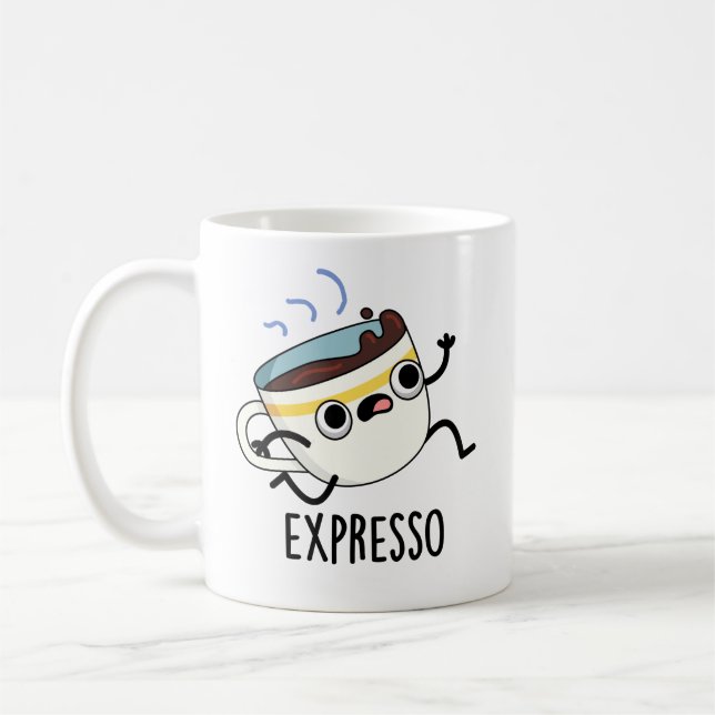 Expresso Funny Running Coffee Pun  Mug (Left)