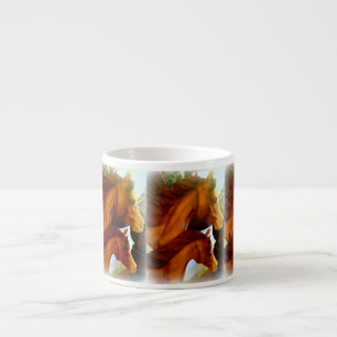Expresso juments et tasse de café express de poneys
