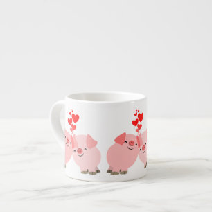 Expresso Porcs mignons de bande dessinée dans la tasse de