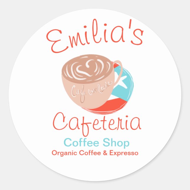 Expresso Spanish Coffee Shop  Hand Drawn Logo  Classic Round Sticker (Front)
