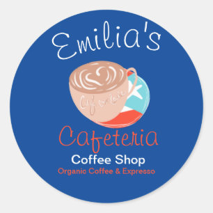 Expresso Spanish Coffee Shop  Hand-Drawn Logo Classic Round Sticker