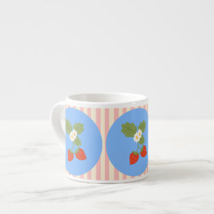 Expresso Tasse à motif de fraise avec rayures roses et crèm