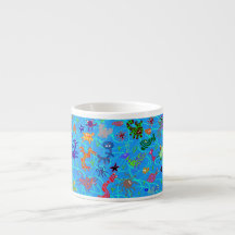 TASSE BLEUE DE CAFÉ EXPRESS DE ZOO FOU