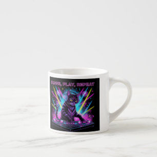 Expresso Tasse DJ Chat Paws Play Repeat   Cadeau Drôle pour