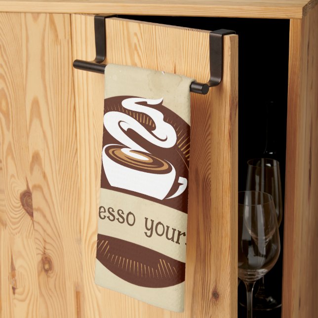 Expresso Yourself Fun Coffee Kitchen Quotes Towel (Thirds Fold)