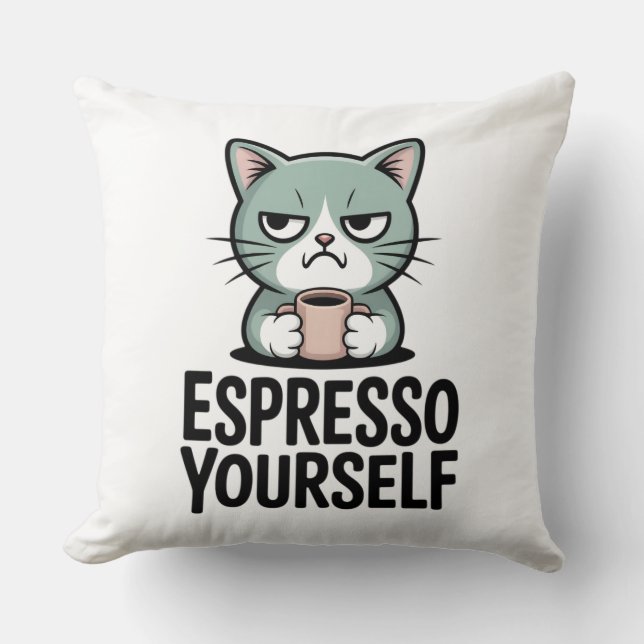 Expresso Yourself Throw Pillow (Front)