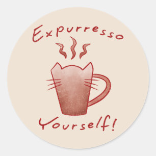 Expurresso Yourself Cats And Coffee Classic Round Sticker