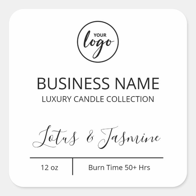 Exquis Logo Moderne Étiquettes de bougie blanche (Devant)