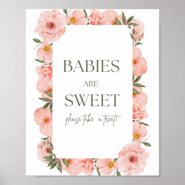 Exquise Pêche Floral Bébés Sont Sweet Poster (Devant)
