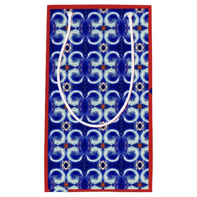 Exquise sac cadeau motif tourbillon bleu (Devant)