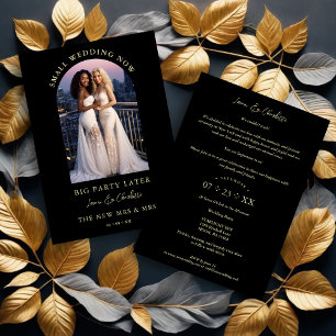 Exquisite Arch Photo Frame in Black Eloped  Invitation