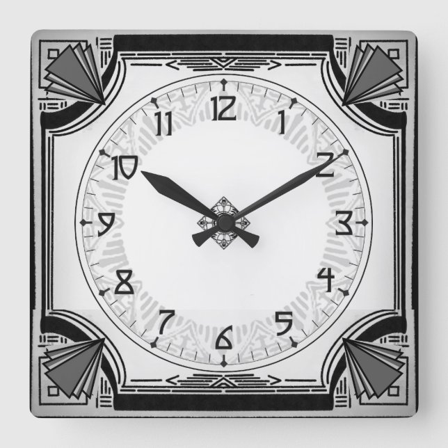 Exquisite Art Deco Clock Black and White Version (Front)