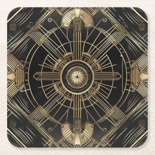 Exquisite Art Deco Paper Coaster - Black and Gold