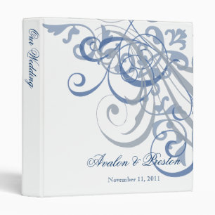 Exquisite Baroque Blue Scroll White Wedding Binder