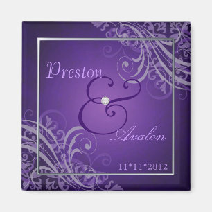 Exquisite Baroque Purple Save The Date Magnet