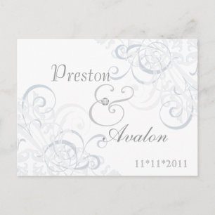 Exquisite Baroque Save The Date Silver Postcard