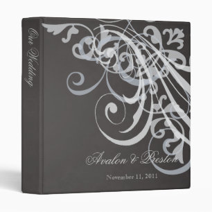 Exquisite Baroque White Scroll Black Wedding Binder