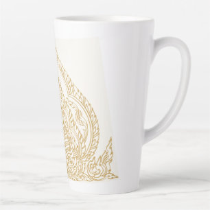 Exquisite Black and White Thai Lai Kanok Vector Latte Mug