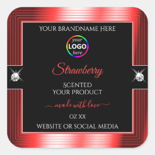 Exquisite Black Shiny Red with Logo Product Label
