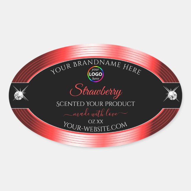 Exquisite Black Shiny Red with Logo Product Label (Front)
