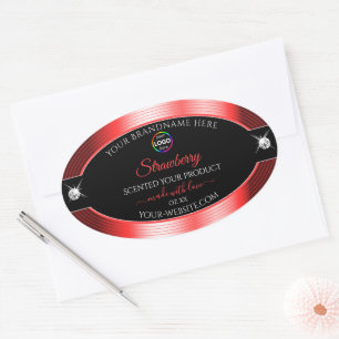 Exquisite Black Shiny Red with Logo Product Label