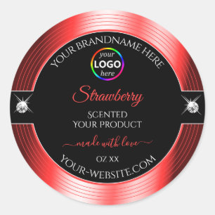 Exquisite Black Shiny Red with Logo Product Label
