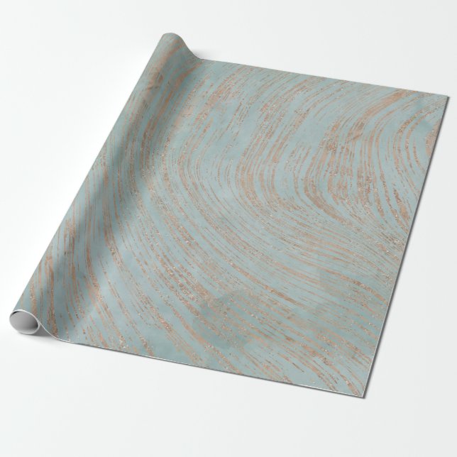 Exquisite blue and copper marble colour wrapping paper (Unrolled)