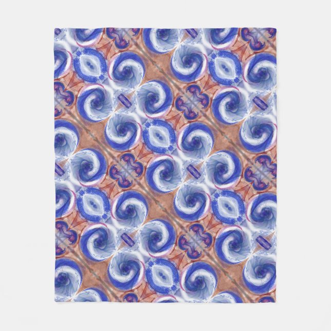 Exquisite Blue Rolling Waves design Fleece Blanket (Front)