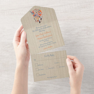 Exquisite Boho Dream Catcher Wedding All In One Invitation