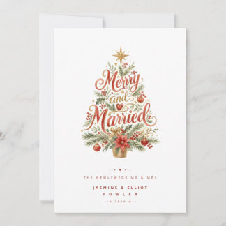 Exquisite Botanical Christmas Tree Script TLW26 Holiday Card