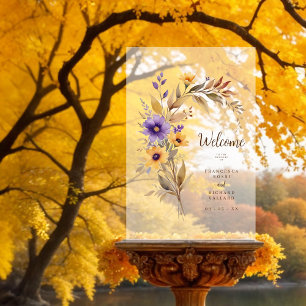 Exquisite Cherish Purple & Yellow Floral Bouquet Acrylic Sign