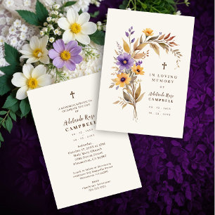Exquisite Cherish Purple & Yellow Floral Bouquet  Invitation