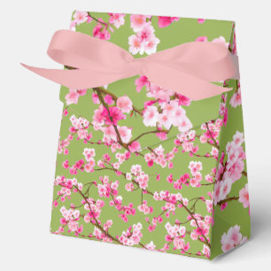  Exquisite Cherry Blossoms Florals on Chartreuse Favor Box