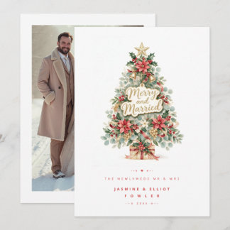 Exquisite Chic Christmas Tree Newlywed Photo TLW26 Holiday Card