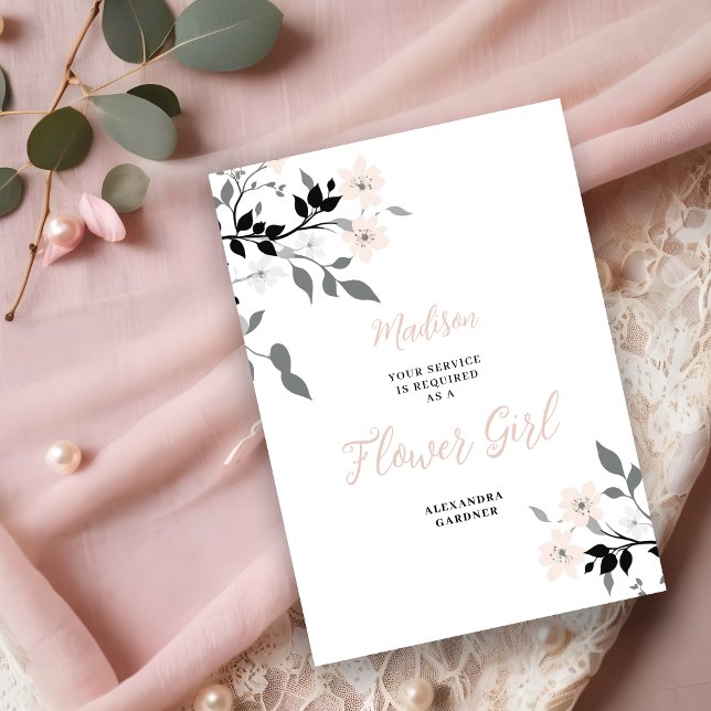 Exquisite Chic Floral Bunch Wedding Flower Girl Invitation ( Exquisite Sophisticated Floral Bunch Wedding Flower Girl Proposal Card.)