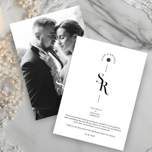 Exquisite Chic Minimalist White Wedding Initials Thank You Card