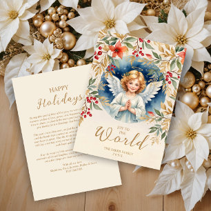 Exquisite Christmas Angel Flowers Victorian  Holiday Card