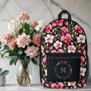 Exquisite Colorful Botanical Pink Orchid & Roses Printed Backpack