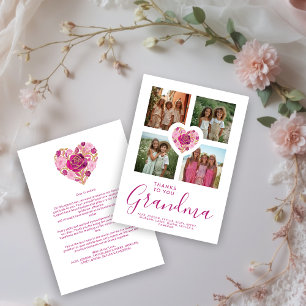 Exquisite Colorful Floral Heart 4-Photo Dear Ones Card