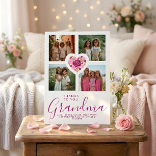 Exquisite Colorful Floral Heart 4-Photo Dear Ones Plaque