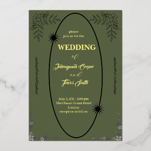 Exquisite dark green with floral design