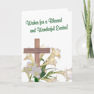 Exquisite! Easter Lilies & Wooden Cross Card