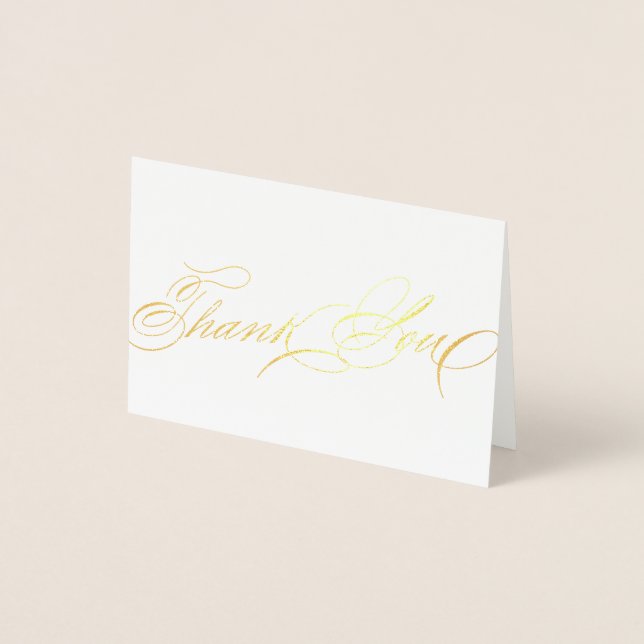 Exquisite Elegant Calligraphy Thank you Script Foil Card (Front)