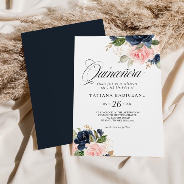 Exquisite Fall Floral Quinceañera Birthday Party Invitation (Creator Uploaded)