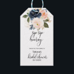 Exquisite Fall Floral Sip Sip Hooray Bridal Shower Gift Tags<br><div class="desc">These exquisite fall floral sip sip hooray bridal shower gift tags are perfect for  a tropical wedding shower. The design depicts hand-drawn pink blush,  dark blue and navy whimsical flowers,  inspiring elegance,  class and natural beauty.</div>