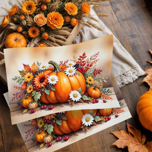 Exquisite Fall Pumpkins Wildflowers and Autumn Tissue Paper