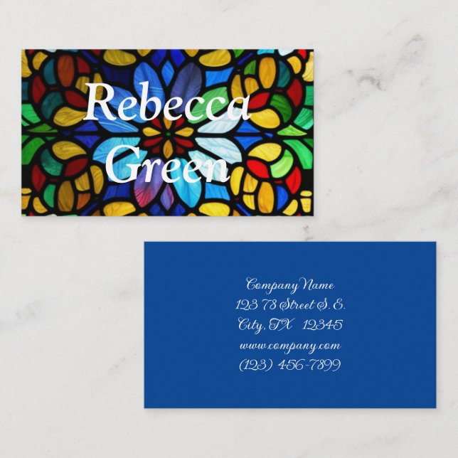 Exquisite Floral Stained Glass Elegance Business Card (Front/Back)