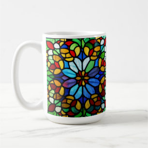 Exquisite Floral Stained Glass Elegance Coffee Mug
