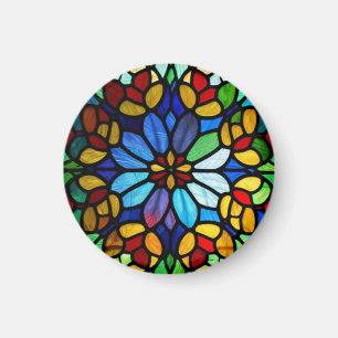 Exquisite Floral Stained Glass Elegance Magnet